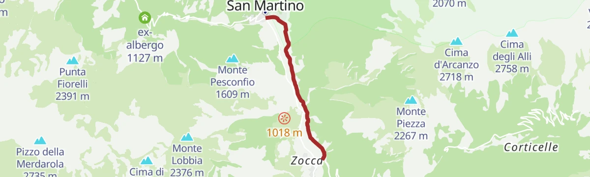 Route map: Filorera San Martino cycling and pedestrian path
